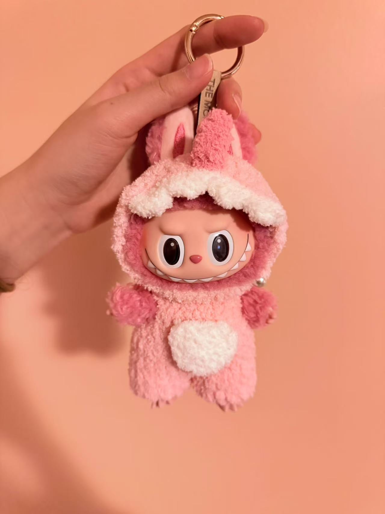 Crochet Pink Dino - Labubu Clothes For Exciting Macaron - Mindzai