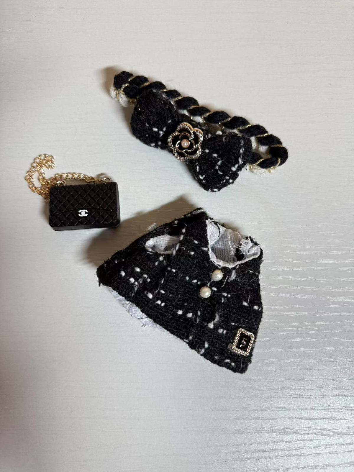 Black Dress Set + Bow + Bag - Labubu Clothes for Have A Seat - 2