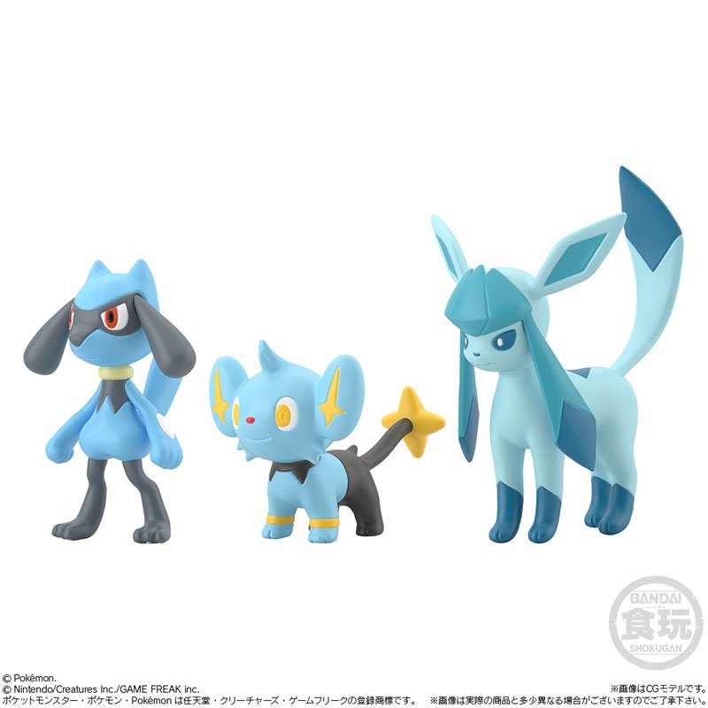 Pokemon Scale World GLACEON & RIOLU & SHINX Sinnoh Region 2 Figure Set by Bandai - 2
