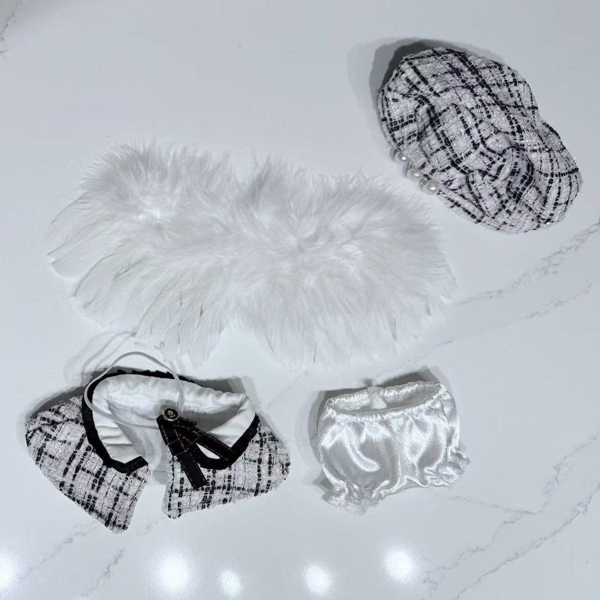 White Cape Dress + White Wings - Labubu Clothes for Have A Seat - 2