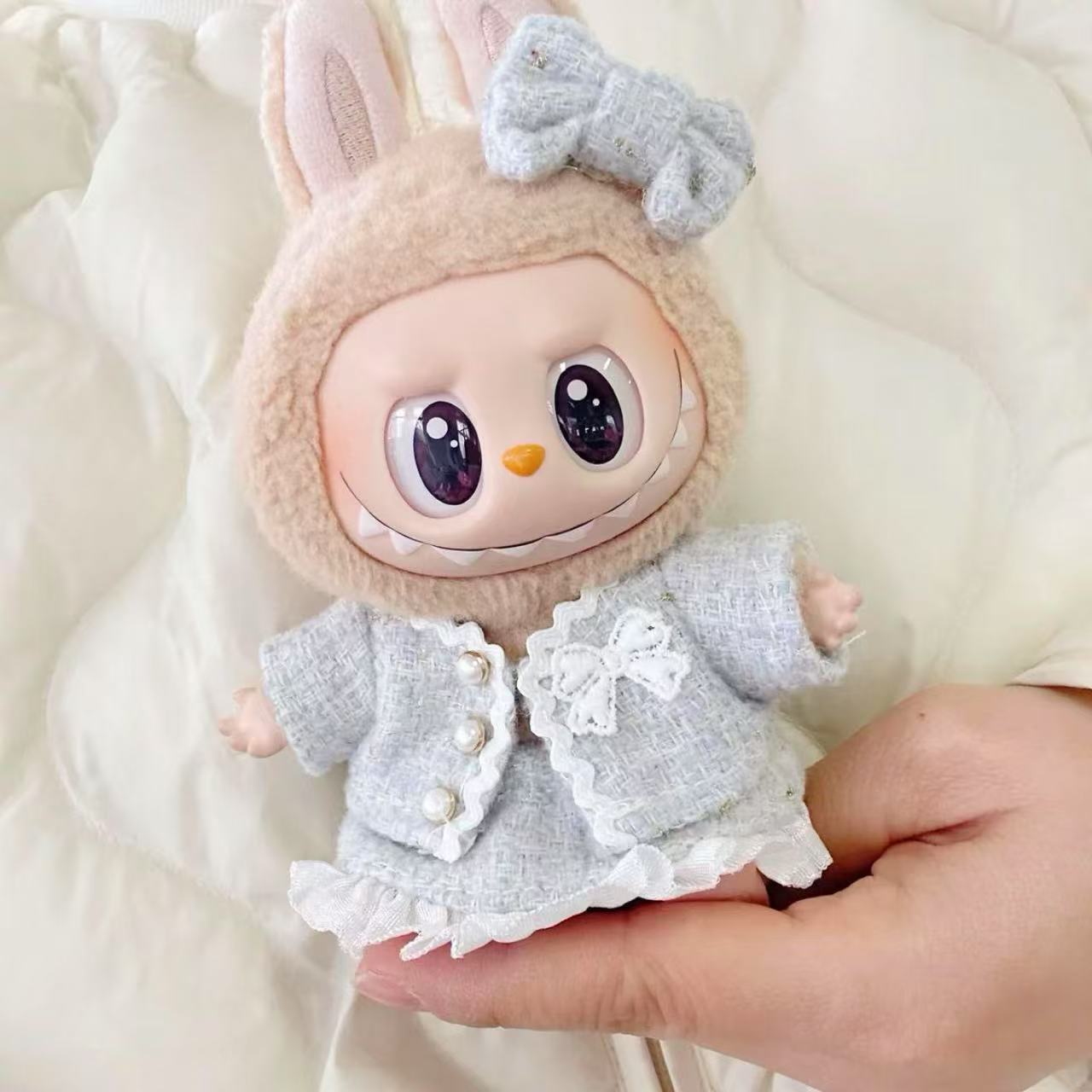 Blue Jacket + Dress + Bow Set- Labubu Clothes for Have A Seat - 1