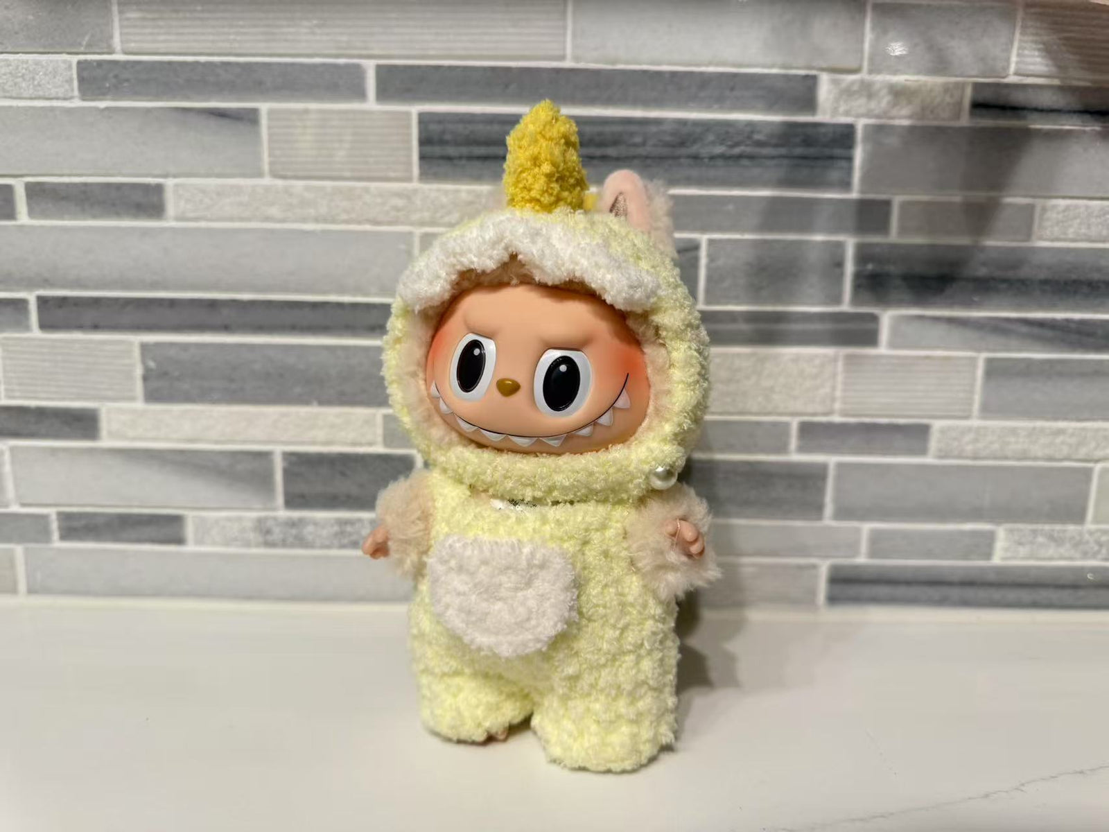 Crochet Yellow Dino - Labubu Clothes For Exciting Macaron - 1