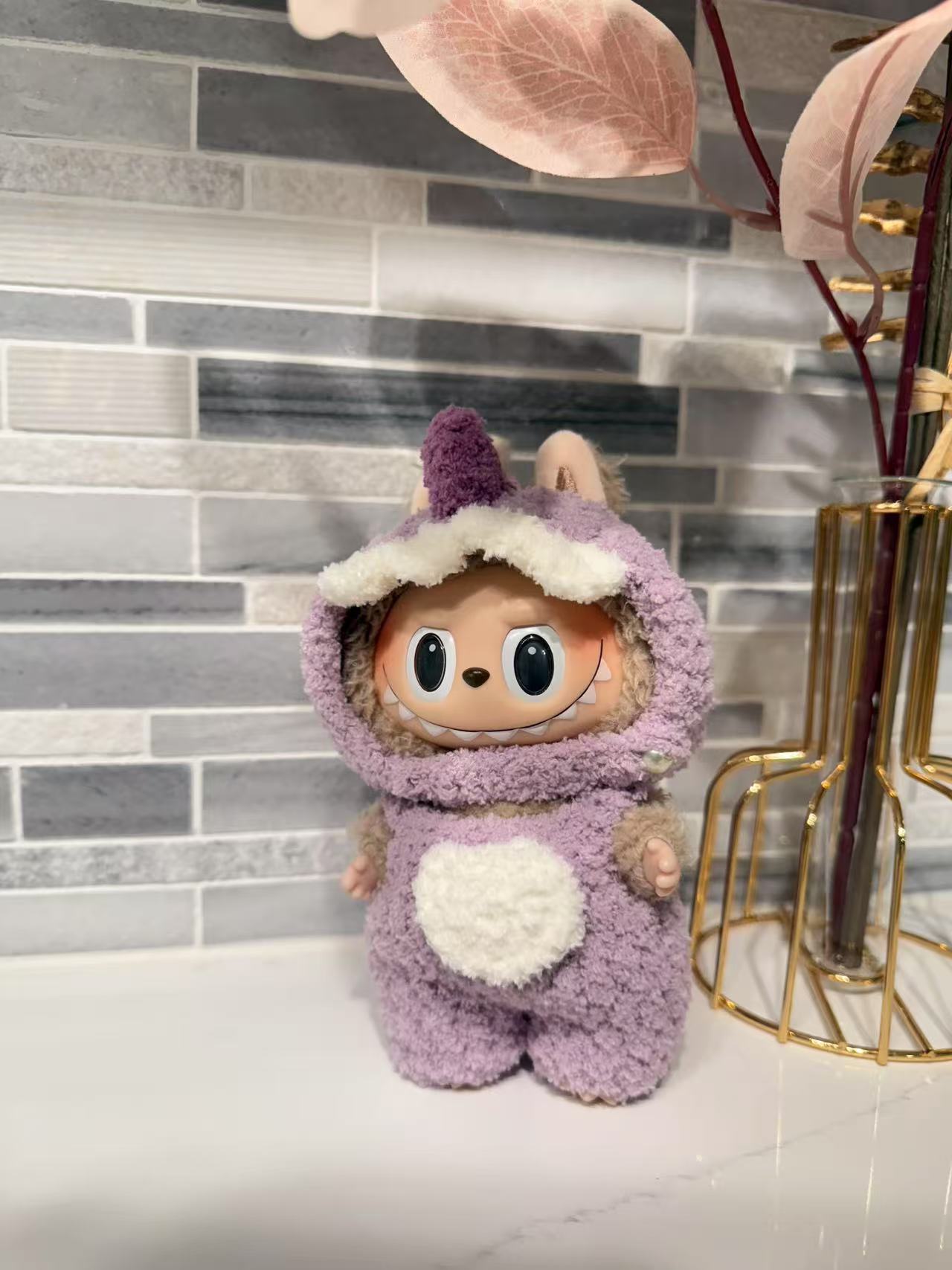 Crochet Purple Dino - Labubu Clothes for Exciting Macaron - 1