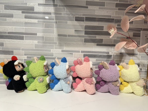 Crochet Purple Dino - Labubu Clothes for Exciting Macaron