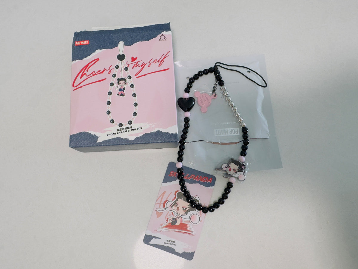 Black Silver - SKULLPANDA CHEERS TO MYSELF(Phone charm) - POP MART - 1