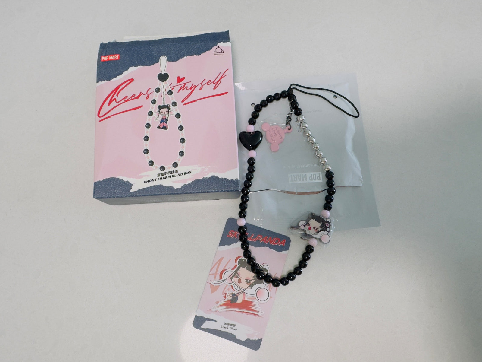 Black Silver - SKULLPANDA CHEERS TO MYSELF(Phone charm) - POP MART - 1