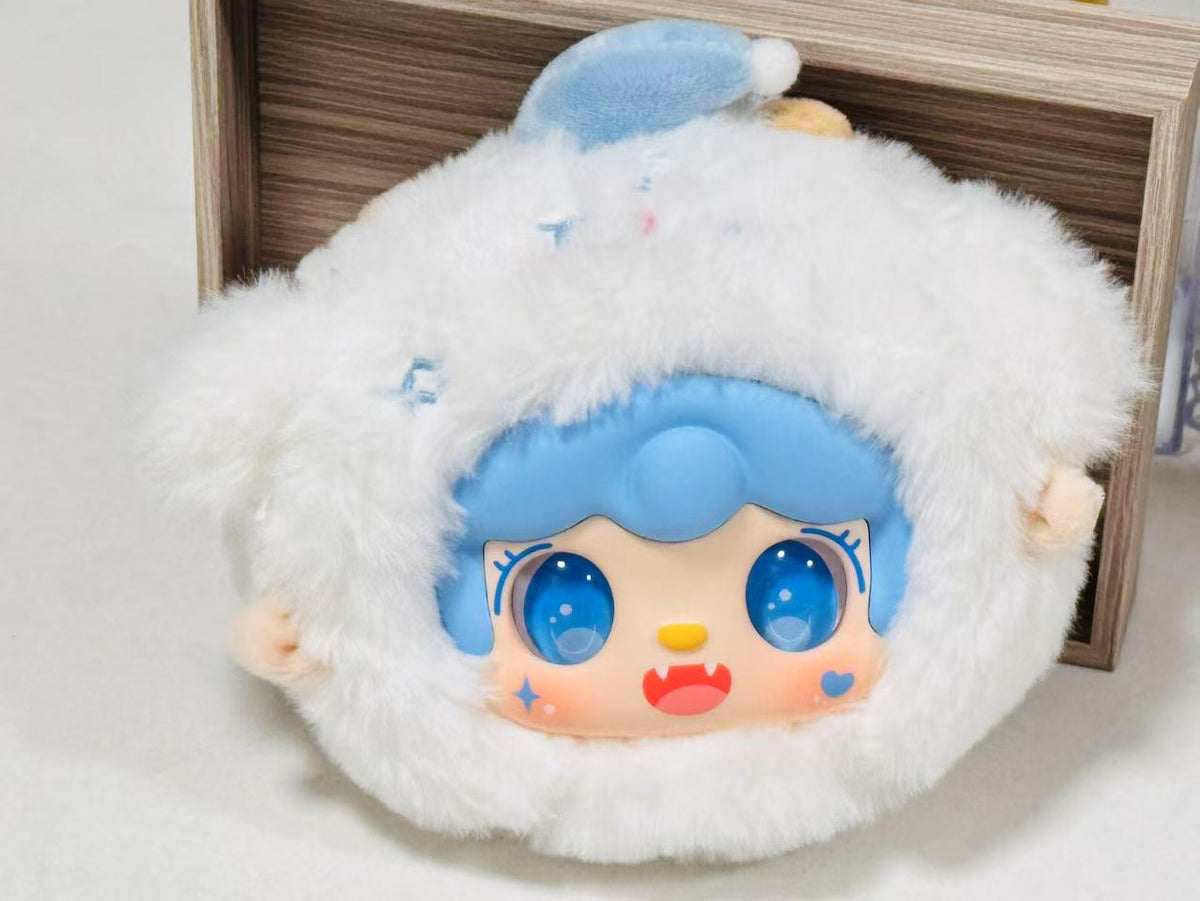 Energetic Little Sheep (White Sheep Yooki with Blue hair) - Yooki Keycharm Plush - Yalli Studio
