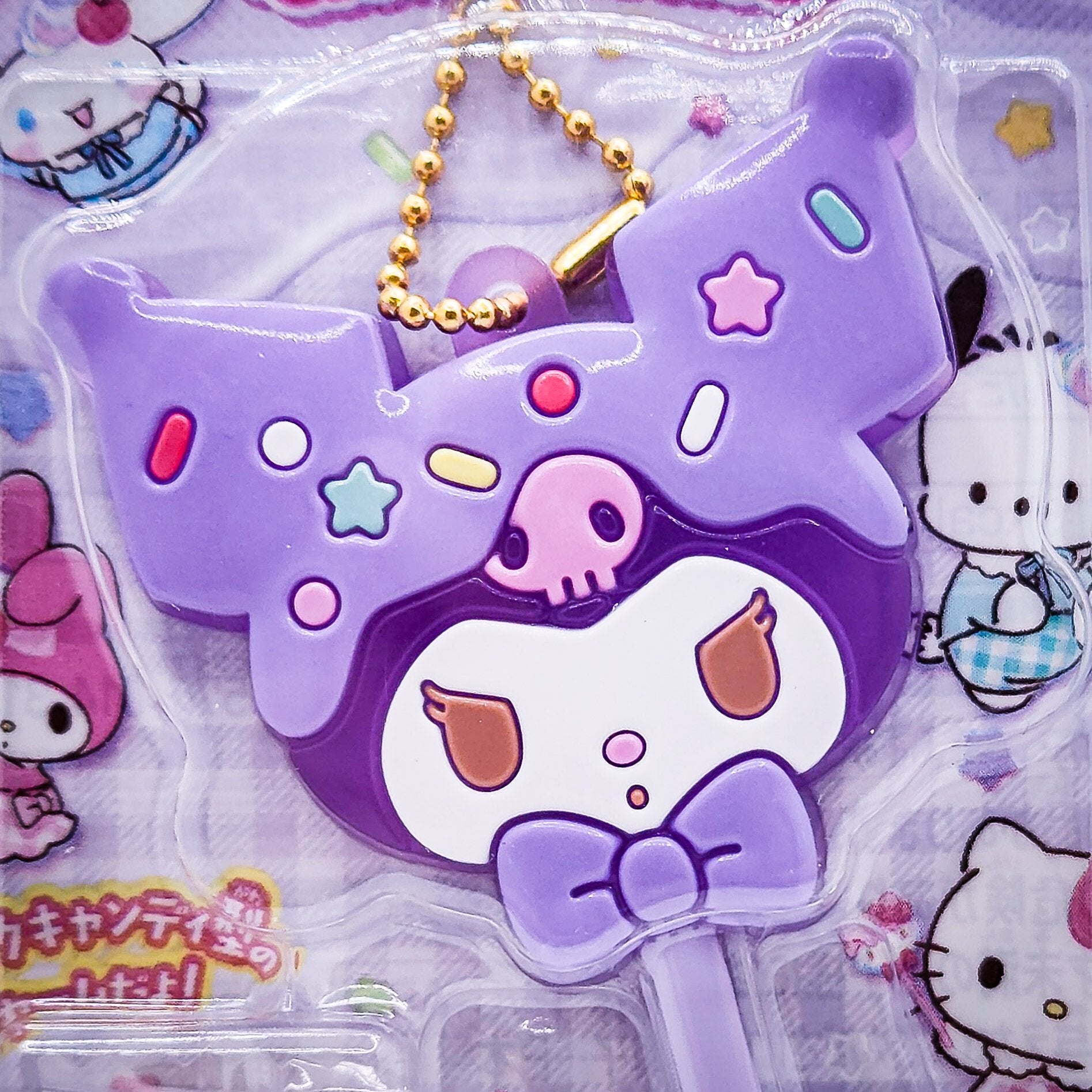 Kuromi Lollipop Candy Charm Sanrio Characters Keychain By Bandai