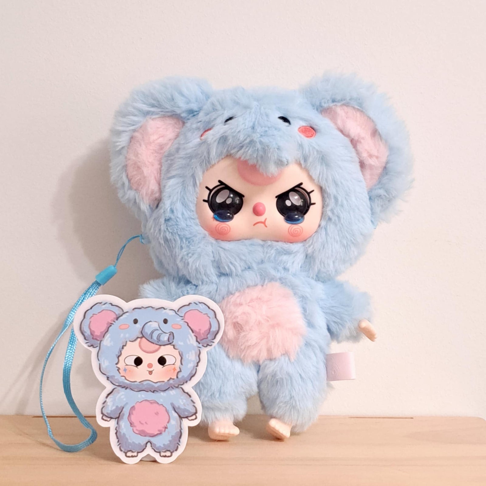 Blue Elephant (pink hair, crying eyes) - Baby Three Big Cute Series