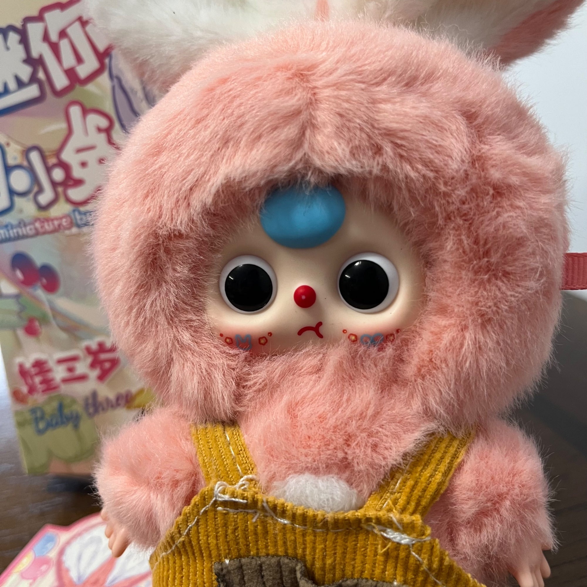 Pink Bunny (360 moving eyes) with orange overalls (paint chip on