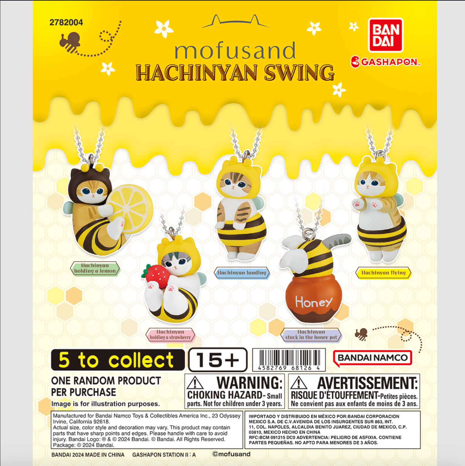 Hachinyan holding a strawberry - Mofusand Hachinyan Swing - Bandai GASHAPON
