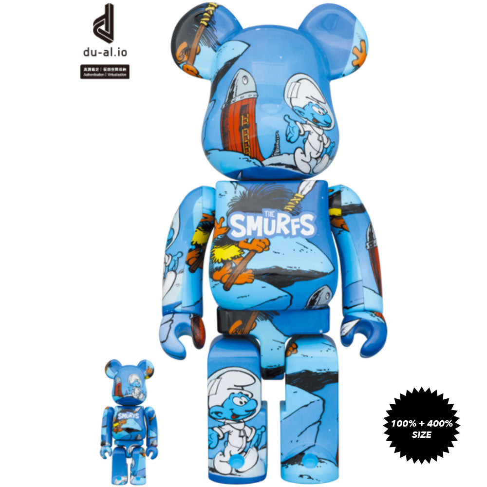 The Smurfs The Astrosmurf 100% + 400% Bearbrick Set by Medicom Toy