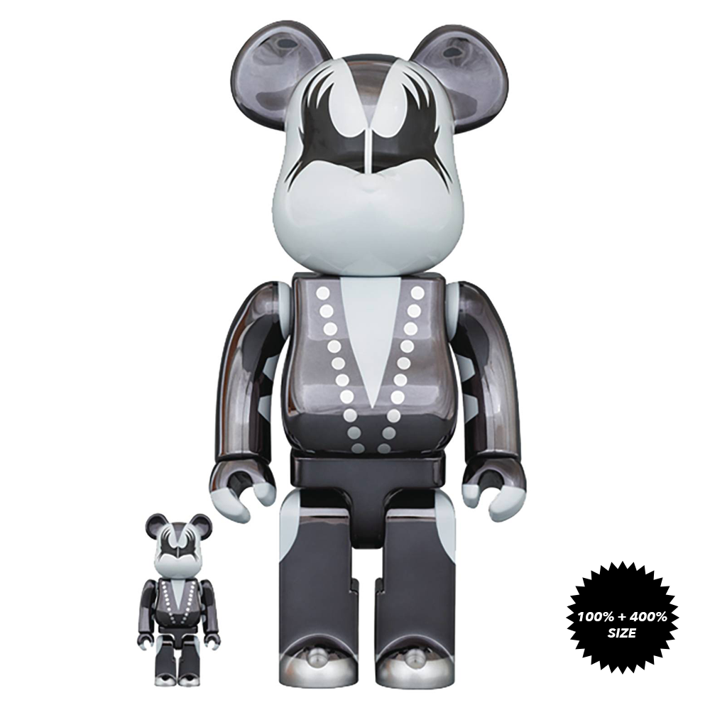 Kiss Demon Chrome 100% + 400% Bearbrick by Medicom Toy