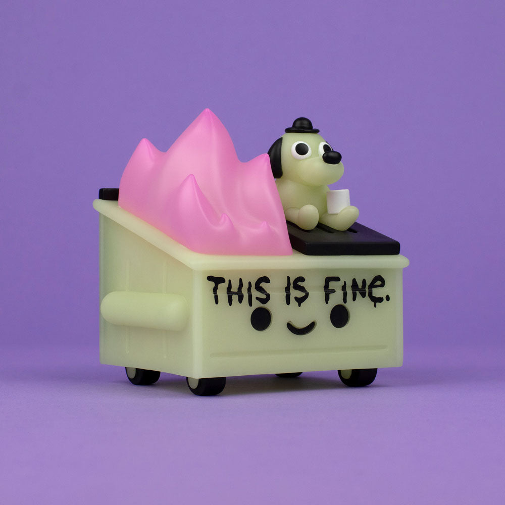 Dumpster Fire "This Is Fine" GID Vinyl Figure by 100% Soft