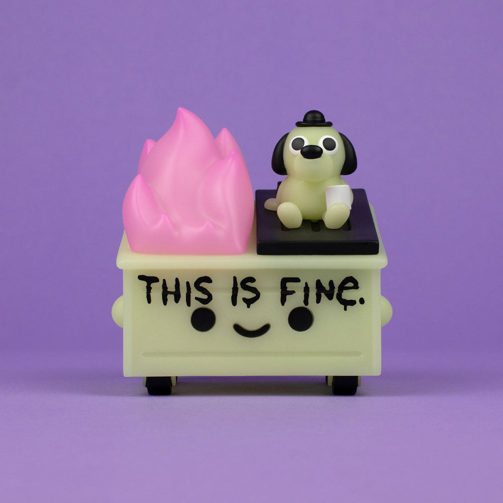 Dumpster Fire "This Is Fine" GID Vinyl Figure by 100% Soft