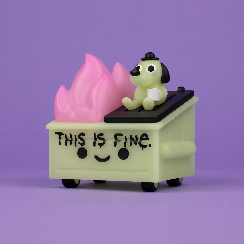 Dumpster Fire "This Is Fine" GID Vinyl Figure by 100% Soft