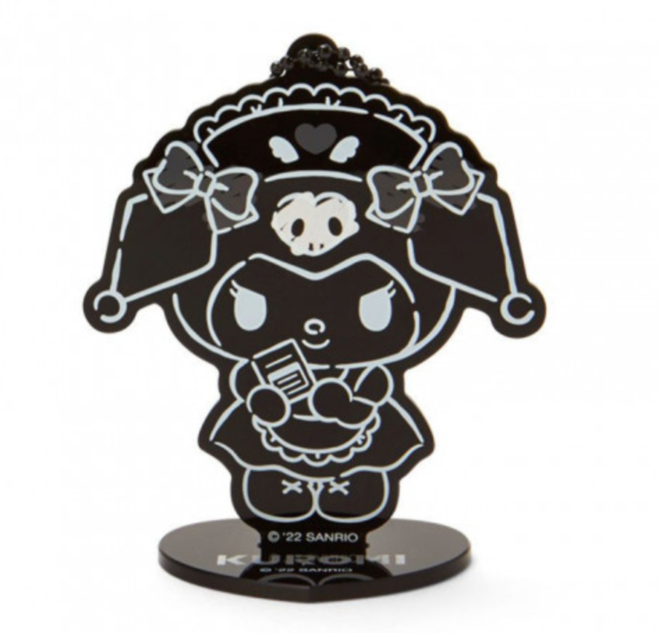 Kuromi Holding Notebook Monochrome Acrylic Keychain Stand by Sanrio