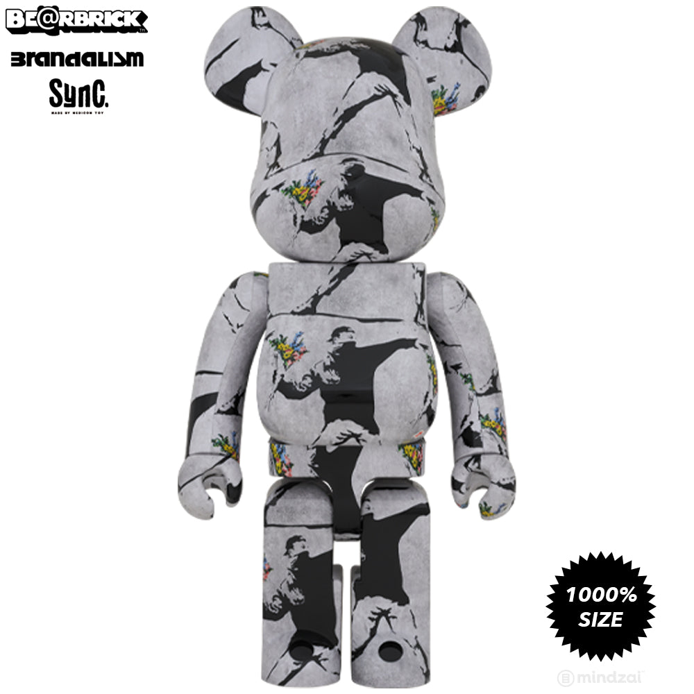 Banksy Flower Bomber 1000% Bearbrick by Medicom Toy x Brandalism