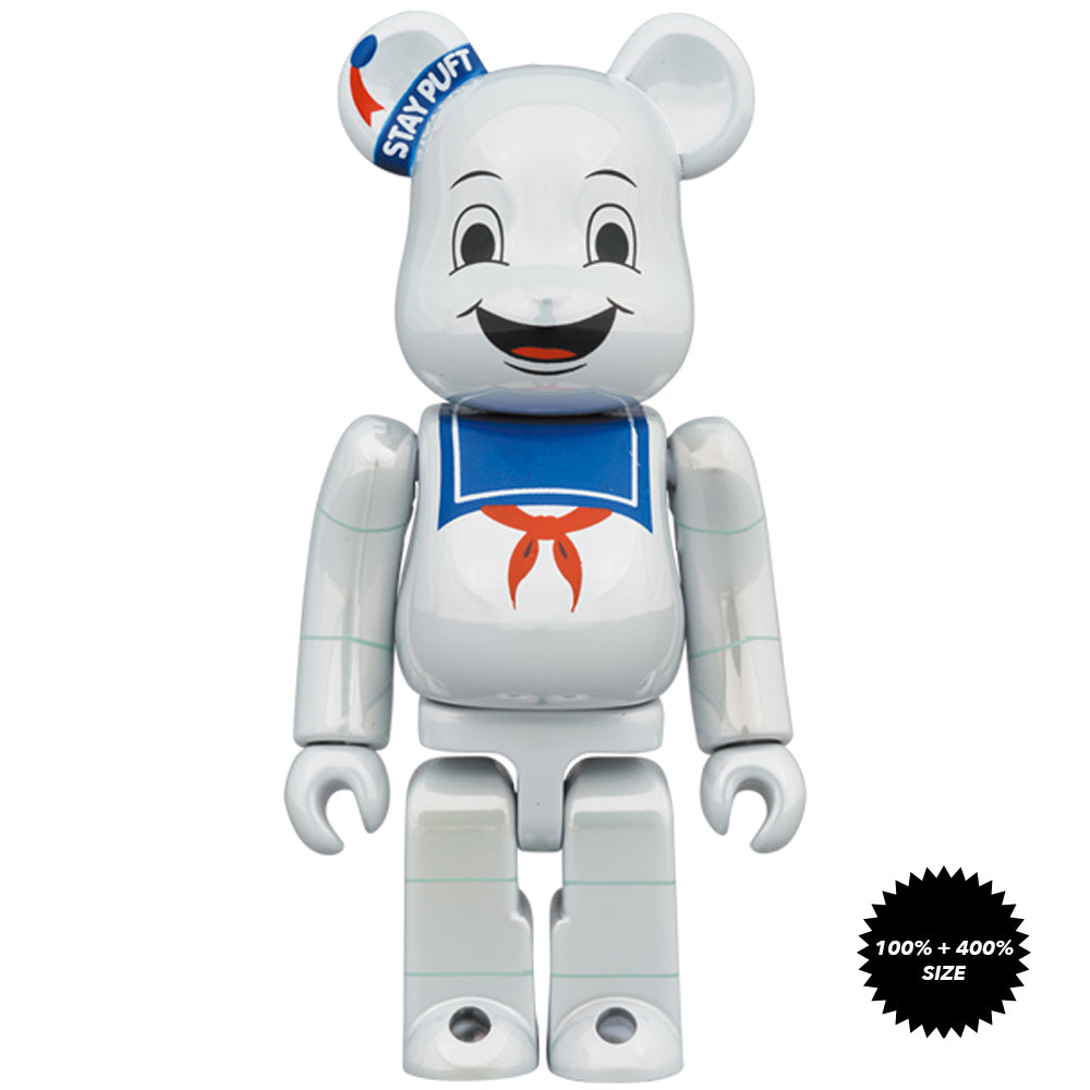 Ghostbusters: Stay Puft Marshmallow Man (White Chrome Ver.) 100% + 400% Bearbrick set by Medicom Toy