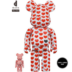 Hide White Heart 100% + 400% Bearbrick Set by Medicom Toy - Mindzai