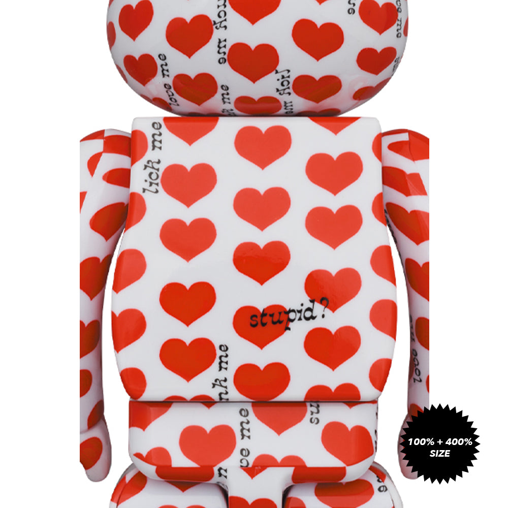 Hide White Heart 100% + 400% Bearbrick Set by Medicom Toy - Mindzai