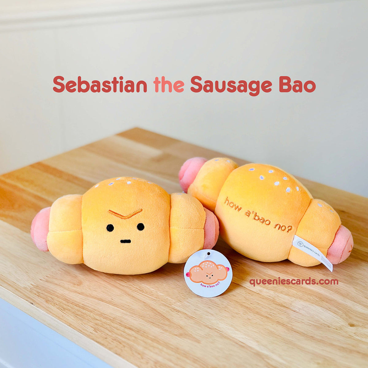 Sebastian the Sausage Bao Plushie by Queenie&#39;s Cards