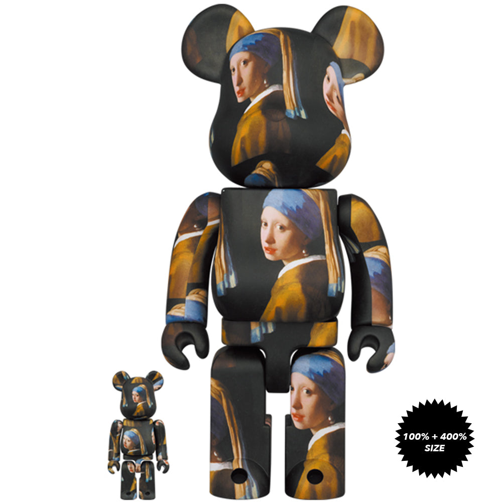 Girl with a Pearl Earring 100% + 400% Bearbrick Set by Johannes Vermeer x Medicom Toy