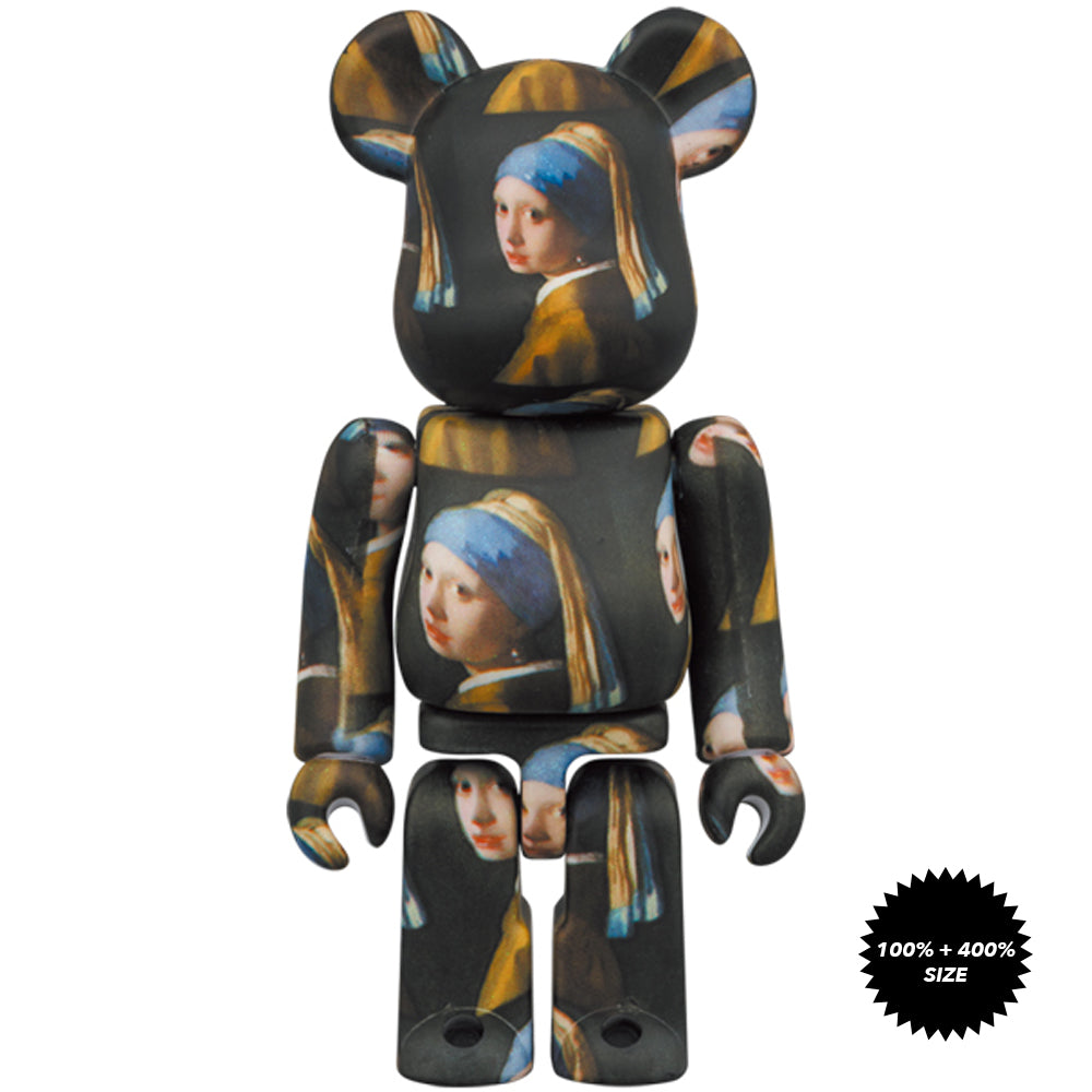 Girl with a Pearl Earring 100% + 400% Bearbrick Set by Johannes Vermeer x Medicom Toy