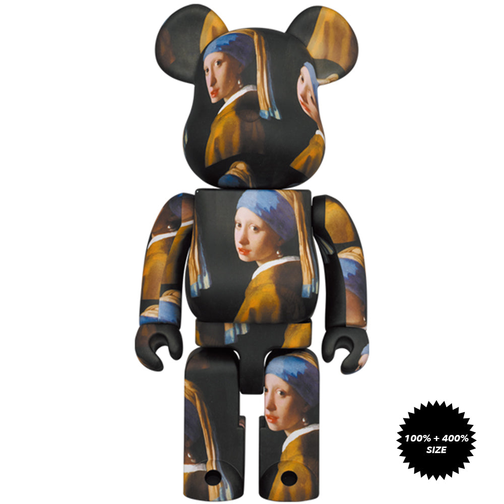 Girl with a Pearl Earring 100% + 400% Bearbrick Set by Johannes Vermeer x Medicom Toy