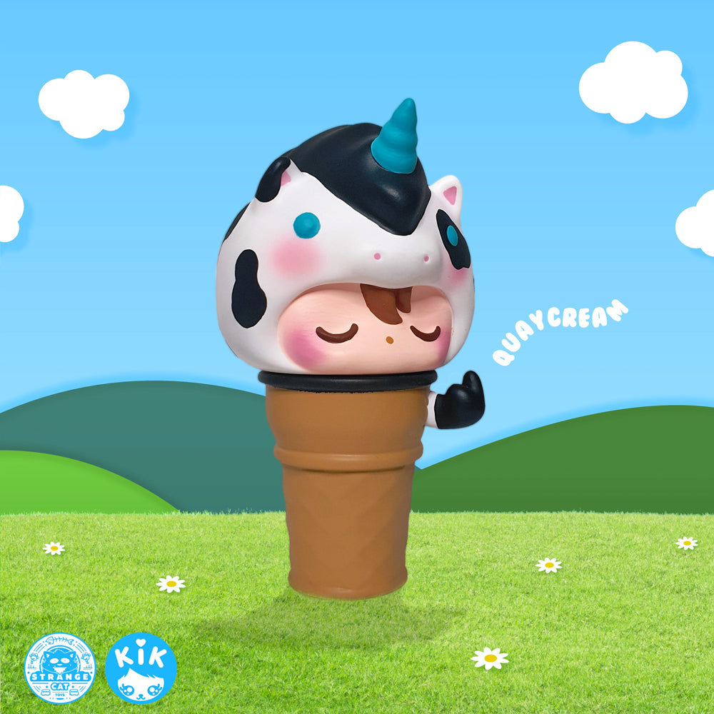 QuayCream (Milk Cow Edition) Art Toy Figure by KiK Toyz x Strangecat Toys