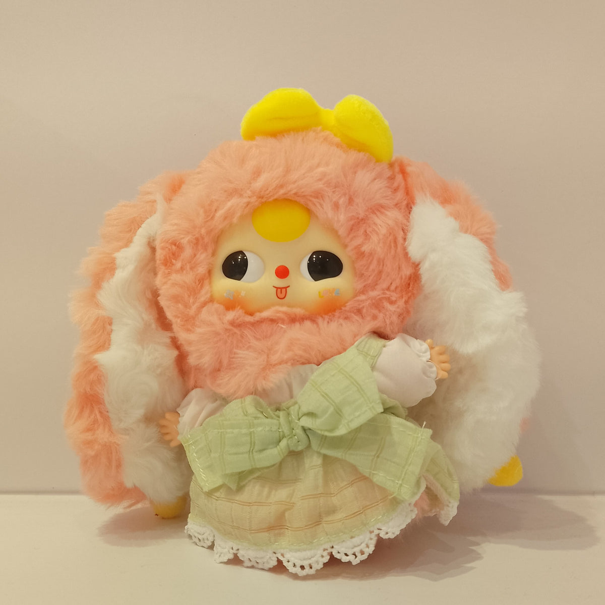 Pink Bunny with Green Dress (Moving Eyes) - Macaron V2 Plush by Baby Three