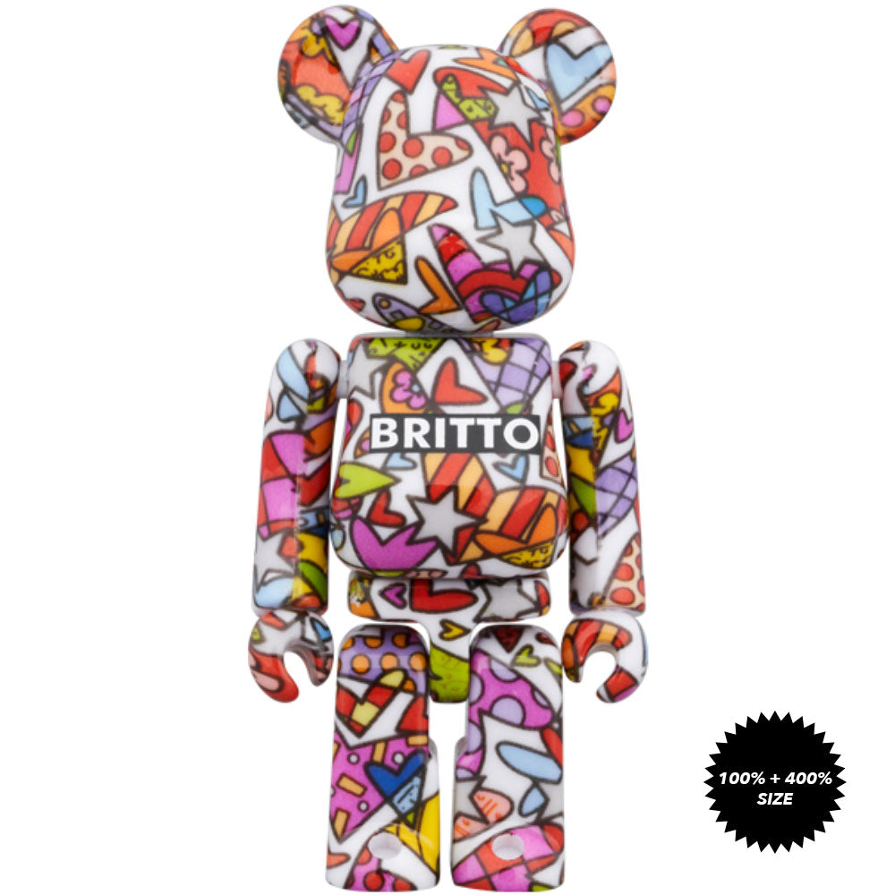 Romero Britto Heart 100% + 400% Bearbrick Set by Medicom Toy