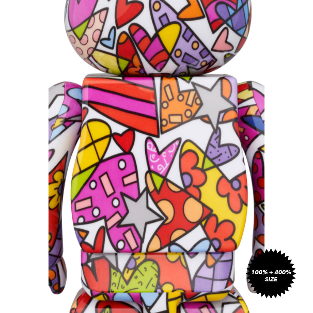 Romero Britto Heart 100% + 400% Bearbrick Set by Medicom Toy