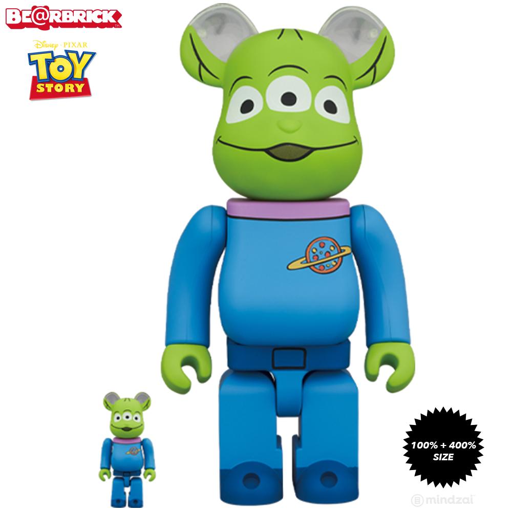 Toy Story Alien 100% + 400% Bearbrick Set by Medicom Toy