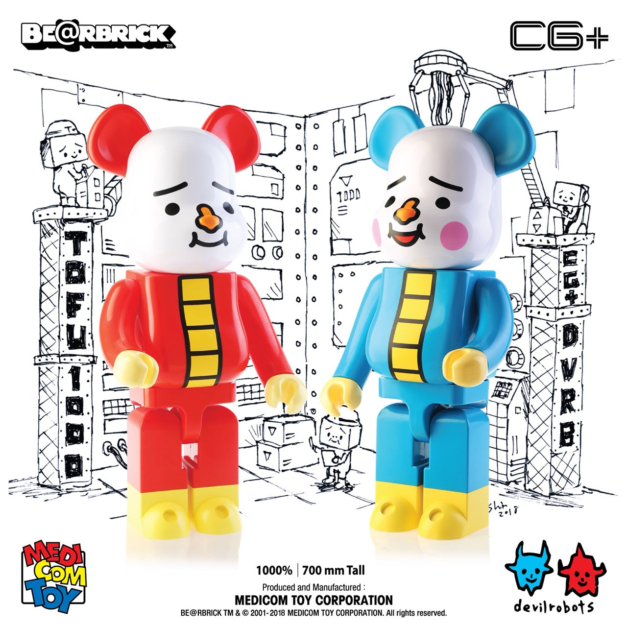 Bearbrick 1000% - Devilrobots Tofu Oyako Set - Thailand Exclusive - 2 Pack Set