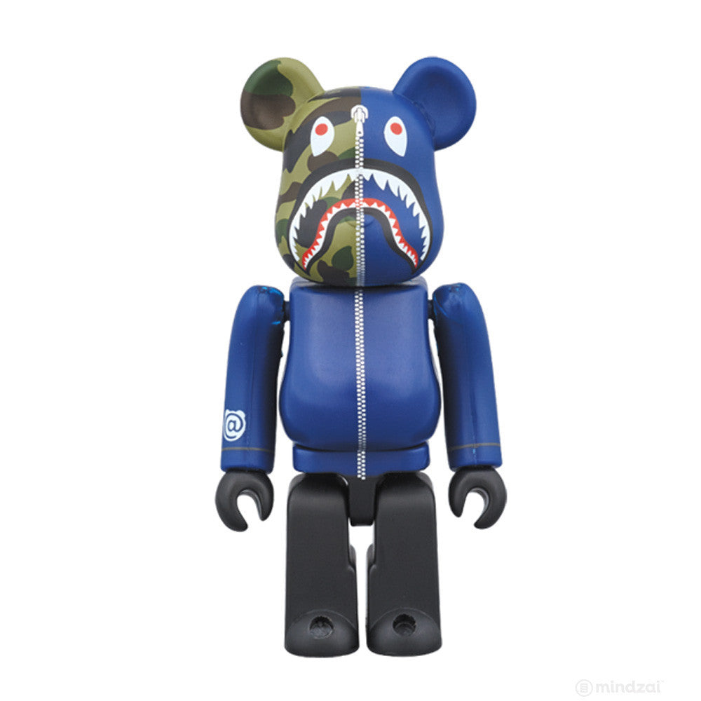 Navy 1st Camo Shark Bearbrick 100% by Medicom Toy x Bape