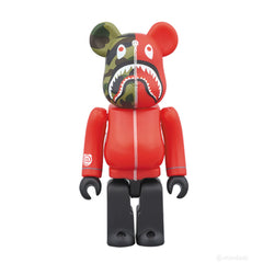 Red 1st Camo Shark Bearbrick 100% by Medicom Toy x Bape