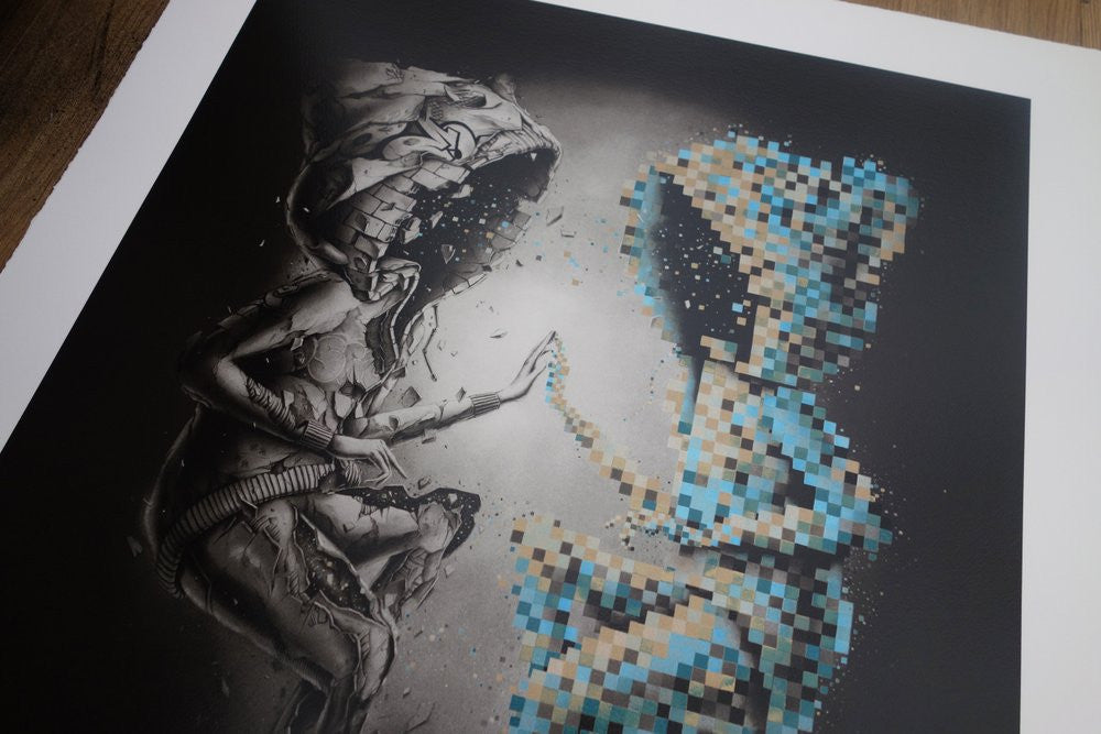 Twin Pix Gold Variant Edition Original Art Print By Pez