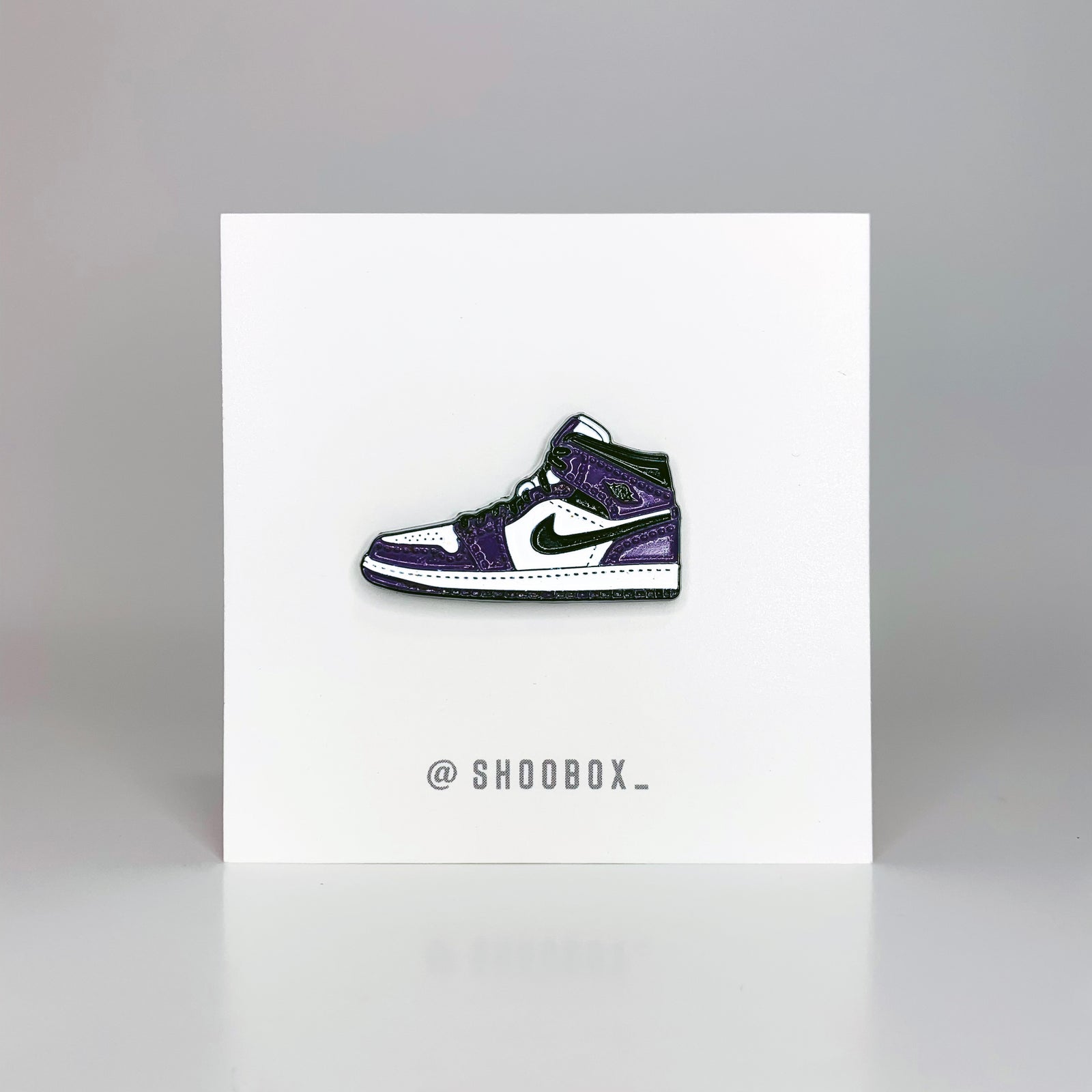 AJ1 Court Purple Soft Enamel Pin by Shoobox