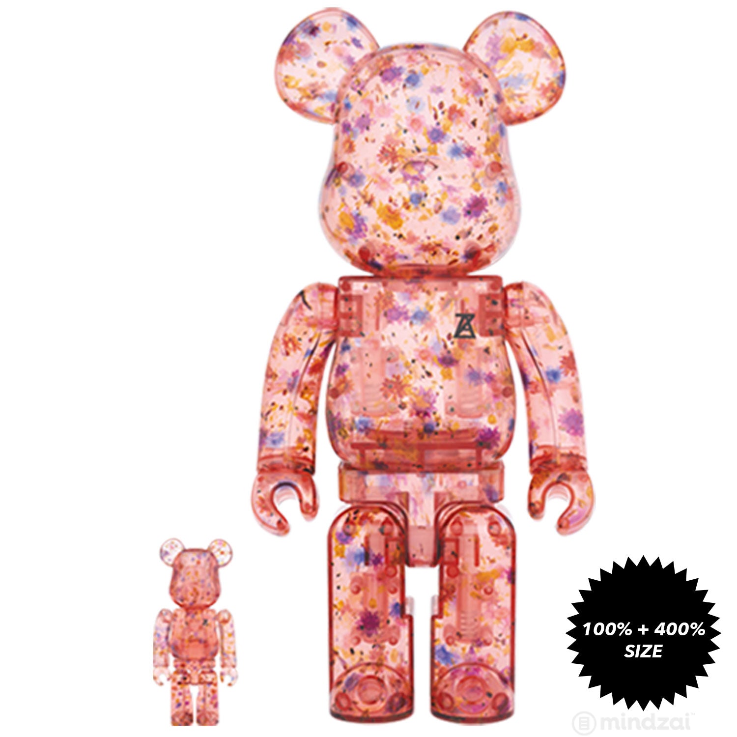 Flower Clear Red Edition 100% + 400% Bearbrick Set by Anrealage x Medicom Toy