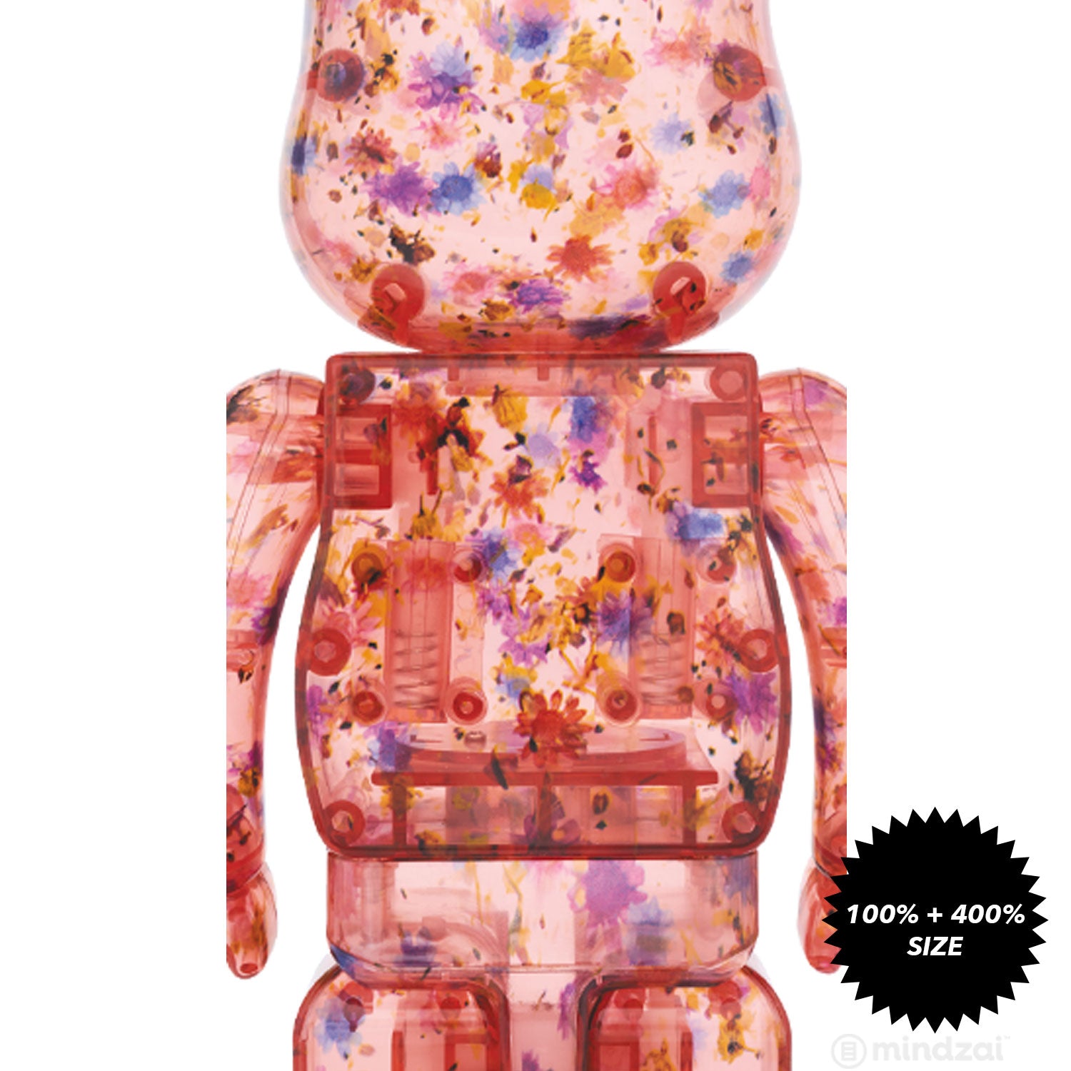 Flower Clear Red Edition 100% + 400% Bearbrick Set by Anrealage x Medicom Toy