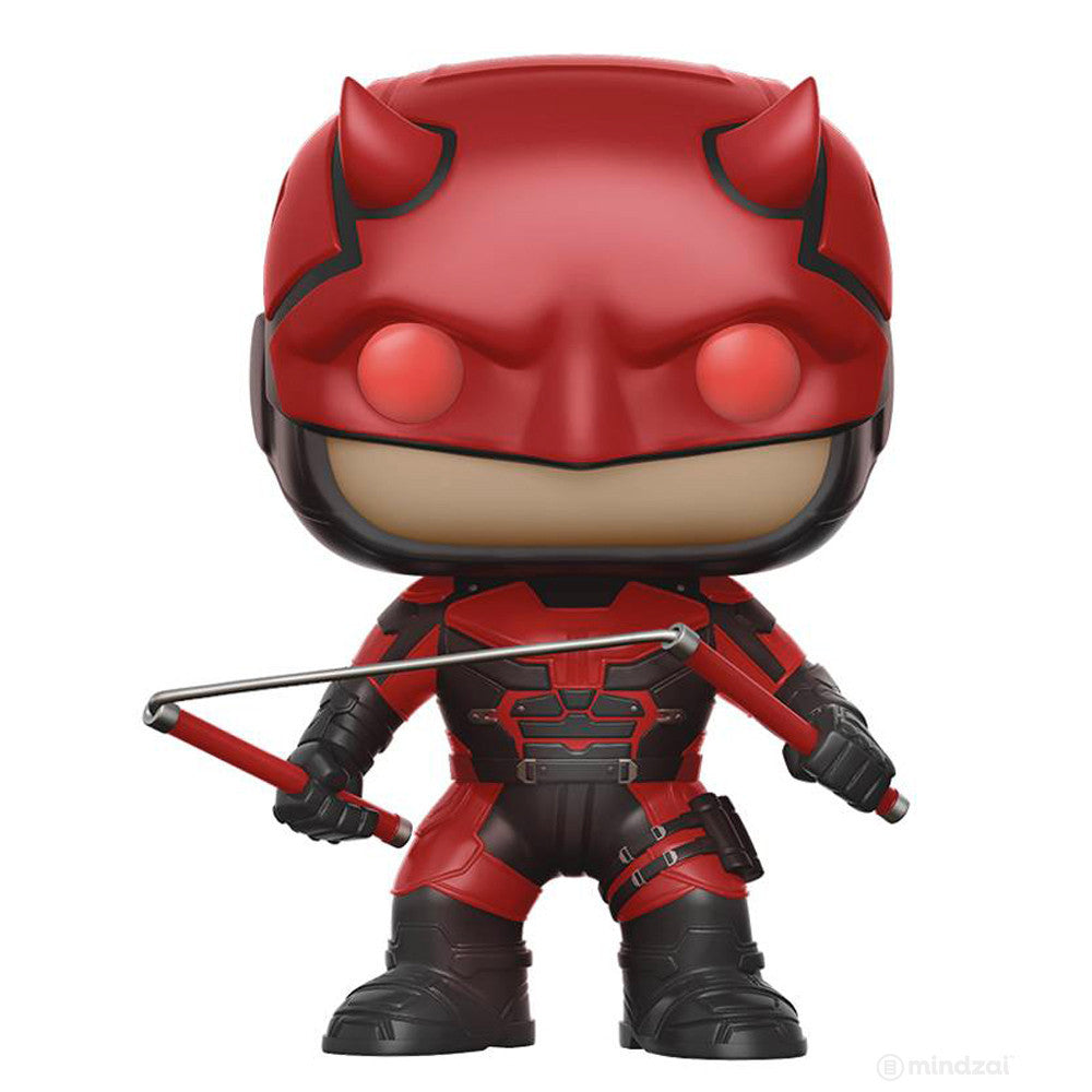 Marvel Daredevil With Helmet Pop Vinyl Figure By Funko - Mindzai