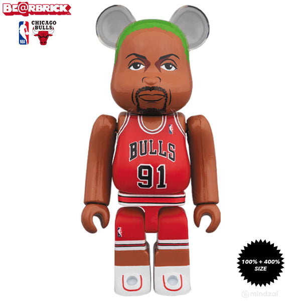 Dennis Rodman Chicago Bulls 100% + 400% Bearbrick Set by