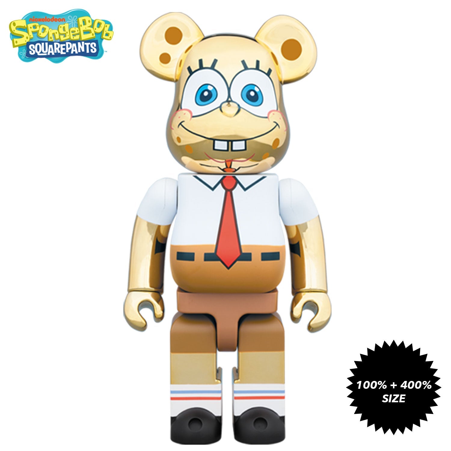 Chrome Gold Spongebob Squarepants 100% + 400% Bearbrick Set by 