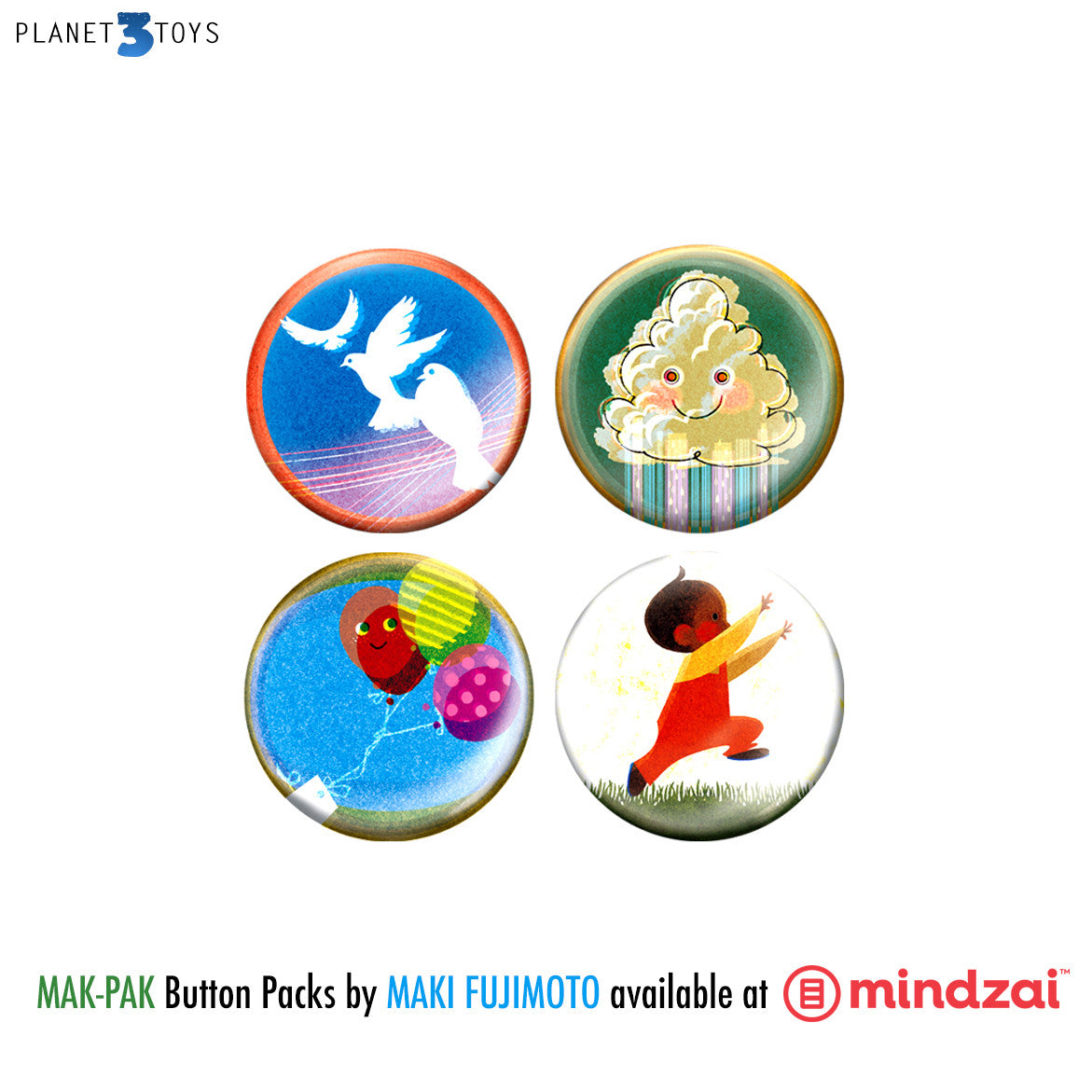 Mak Pak Button Set by Maki Fujimoto - Mindzai 
