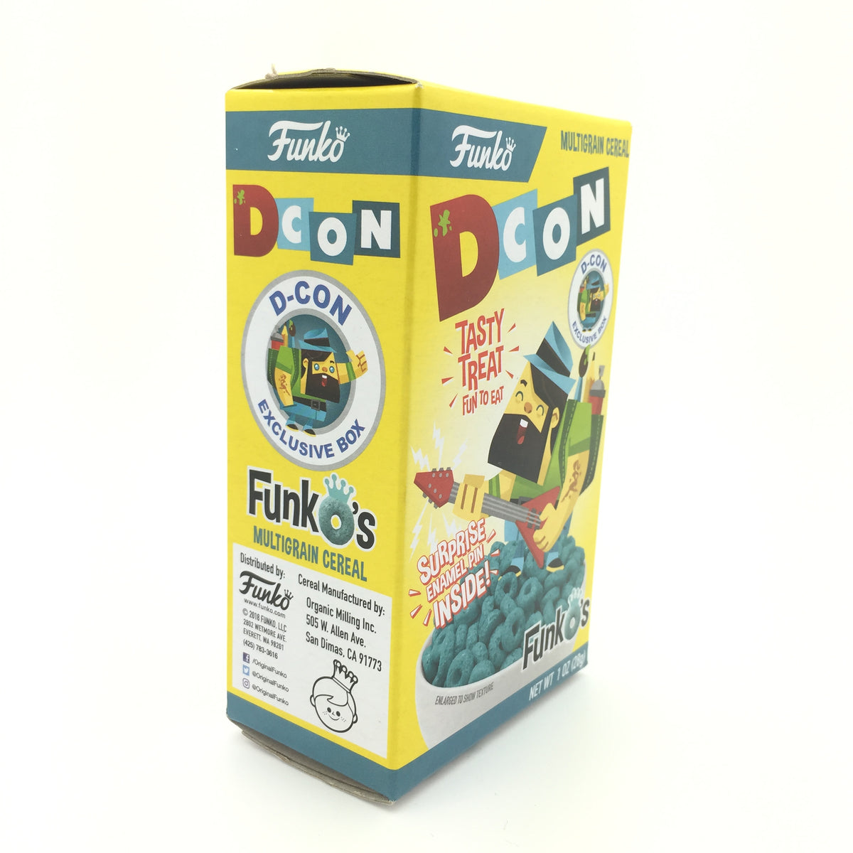 Designer Con FunkO's Exclusive Small Cereal Box with Surprise Enamel Pin