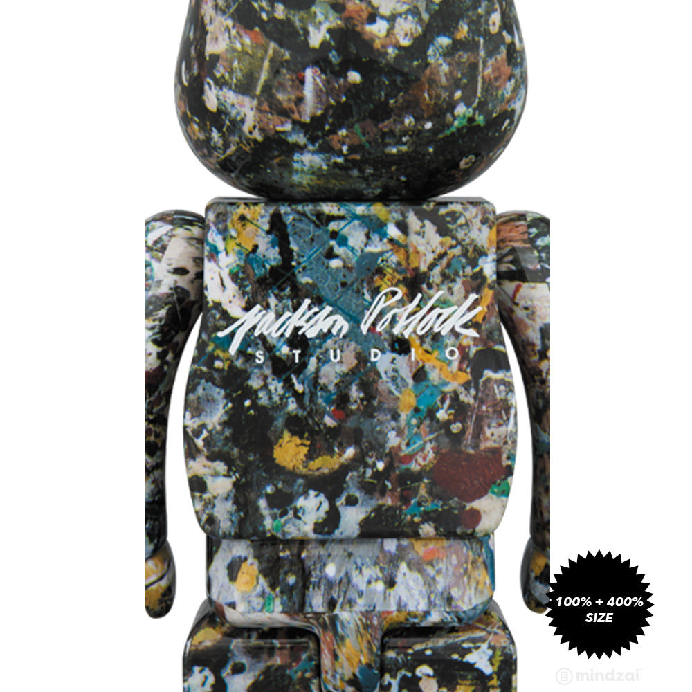 Jackson Pollock Version 2.0 100% and 400% Bearbrick Set by Medicom Toy