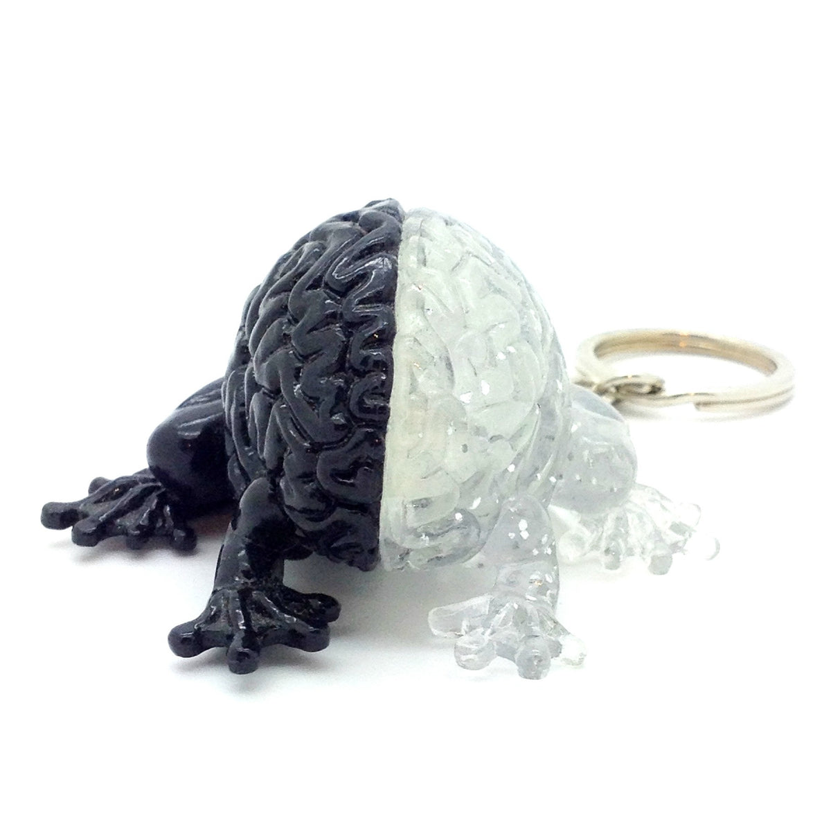 Jumping Brain Keychain - GID Clear and Black - Mindzai 