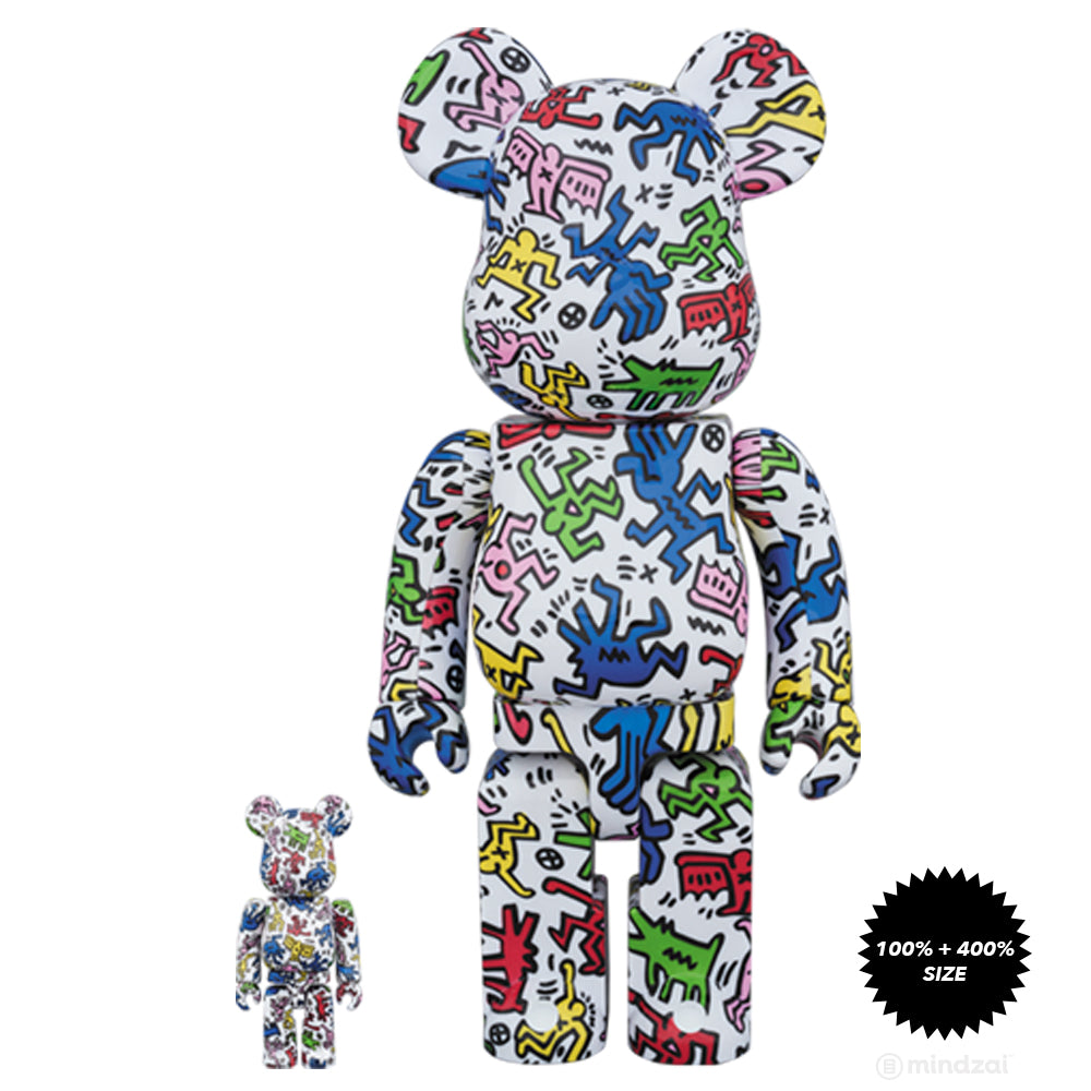 Keith Haring 100% and 400% Bearbrick Set