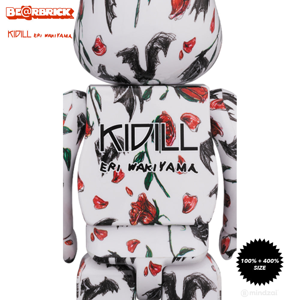 KIDILL × Eri Wakiyama Bat & Rose 100% + 400% Bearbrick Set - White Version